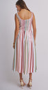 Candy Stripe Smocked Midi Dress With High Neckline in Multi - Women's Dresses | Urban Daizy