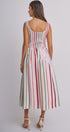 Candy Stripe Smocked Midi Dress With High Neckline in Multi - Women's Dresses | Urban Daizy