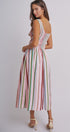 Candy Stripe Smocked Midi Dress With High Neckline in Multi - Women's Dresses | Urban Daizy