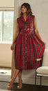 Hearthside Tartan Midi Dress in Red - Women's Cocktail Dresses | Urban Daizy