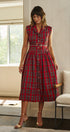 Hearthside Tartan Midi Dress in Red - Women's Cocktail Dresses | Urban Daizy
