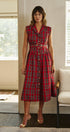 Hearthside Tartan Midi Dress in Red - Women's Cocktail Dresses | Urban Daizy