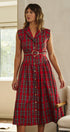 Hearthside Tartan Midi Dress in Red - Women's Cocktail Dresses | Urban Daizy