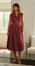 Hearthside Tartan Midi Dress in Red - Women's Cocktail Dresses | Urban Daizy
