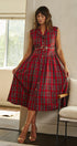 Hearthside Tartan Midi Dress in Red - Women's Cocktail Dresses | Urban Daizy