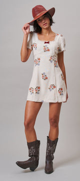 Heirloom Embroidered Mini Dress in Ivory - Women's Casual Dresses | Urban Daizy