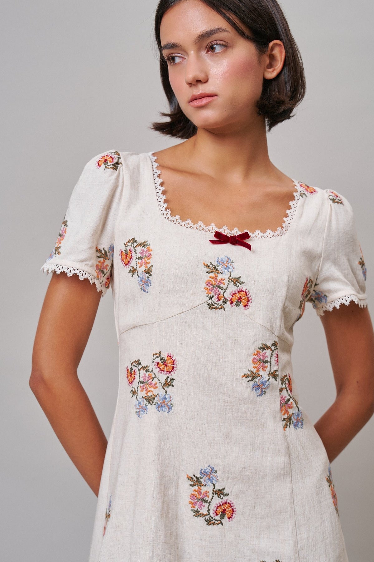 Heirloom Embroidered Mini Dress in Ivory - Women's Casual Dresses | Urban Daizy