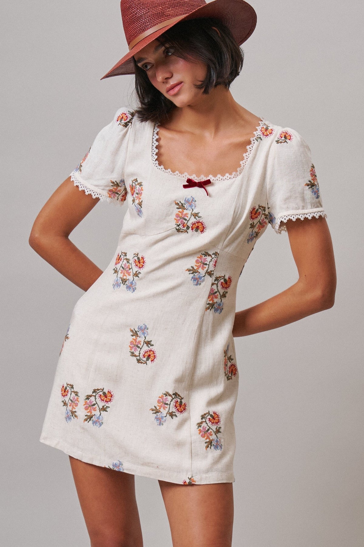 Heirloom Embroidered Mini Dress in Ivory - Women's Casual Dresses | Urban Daizy