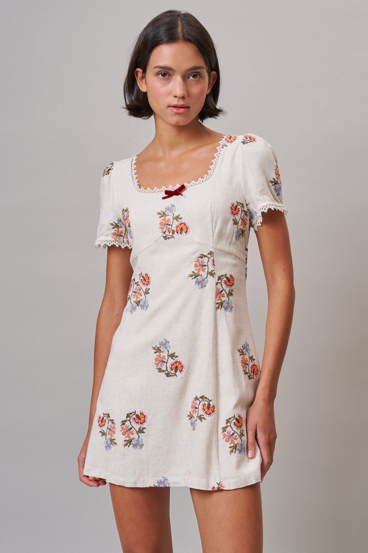 Heirloom Embroidered Mini Dress in Ivory - Women's Casual Dresses | Urban Daizy