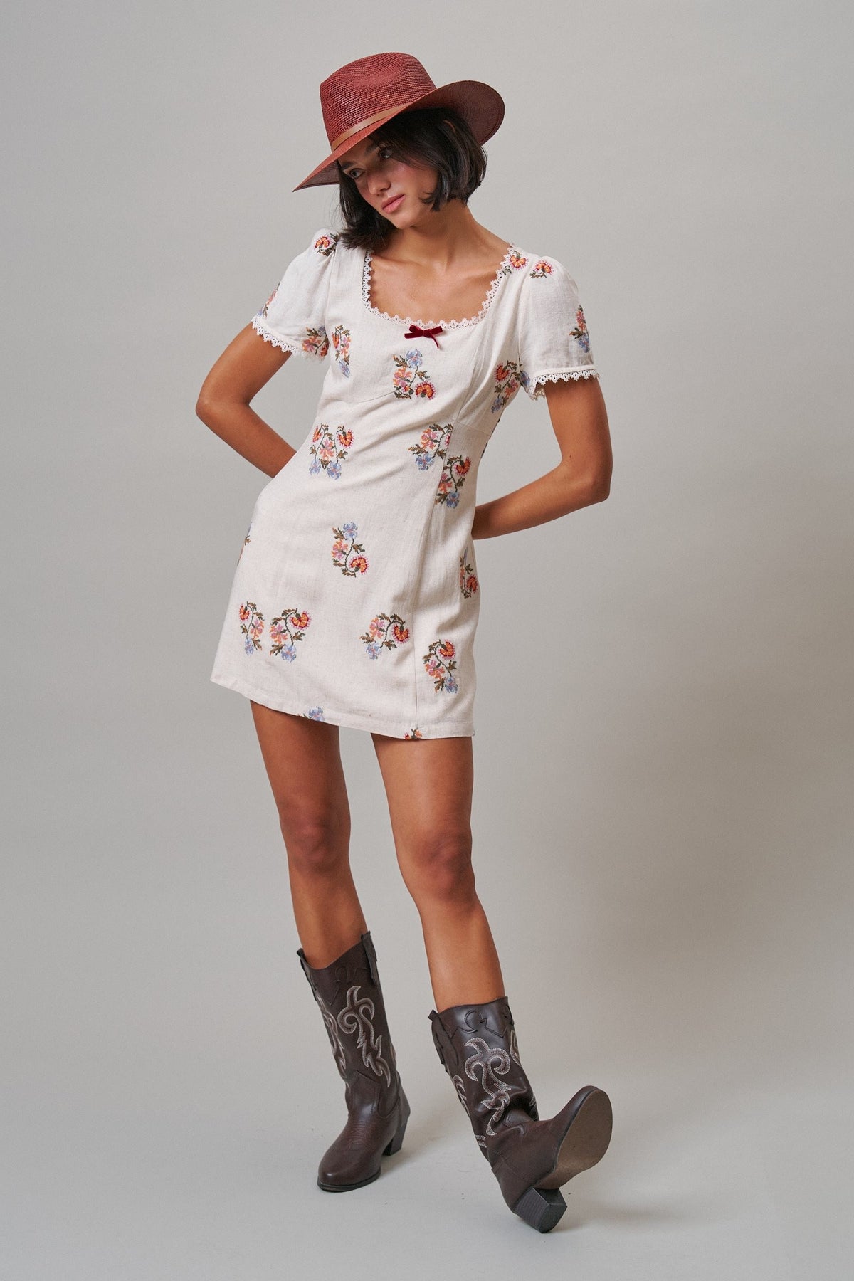 Heirloom Embroidered Mini Dress in Ivory - Women's Casual Dresses | Urban Daizy