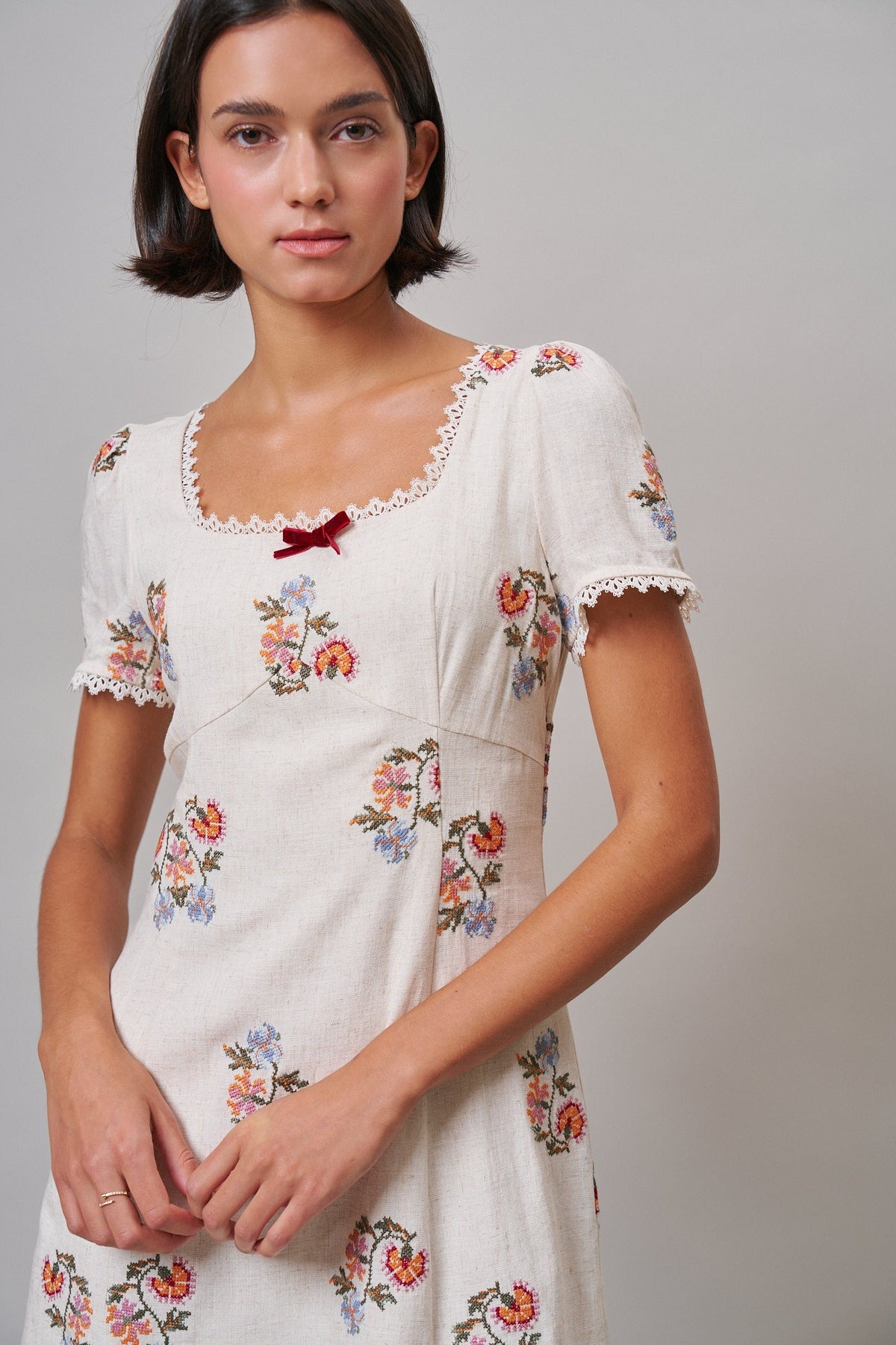Heirloom Embroidered Mini Dress in Ivory - Women's Casual Dresses | Urban Daizy