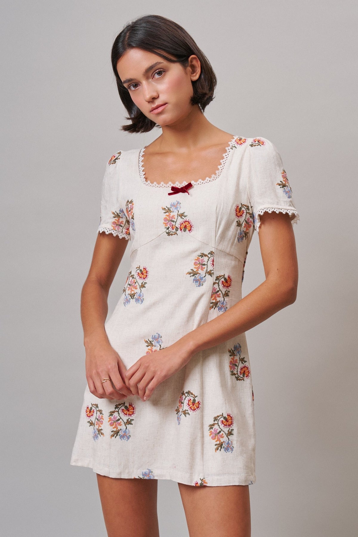 Heirloom Embroidered Mini Dress in Ivory - Women's Casual Dresses | Urban Daizy