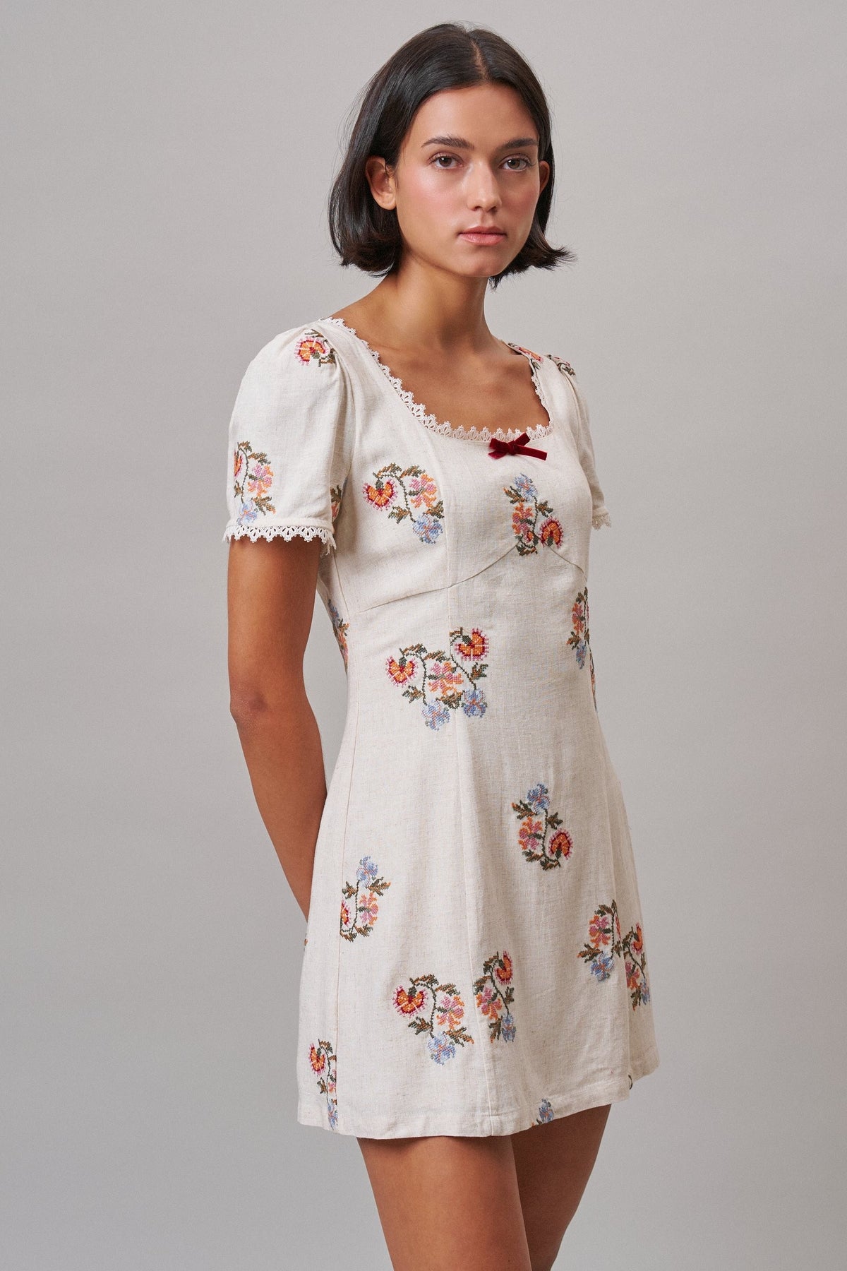 Heirloom Embroidered Mini Dress in Ivory - Women's Casual Dresses | Urban Daizy
