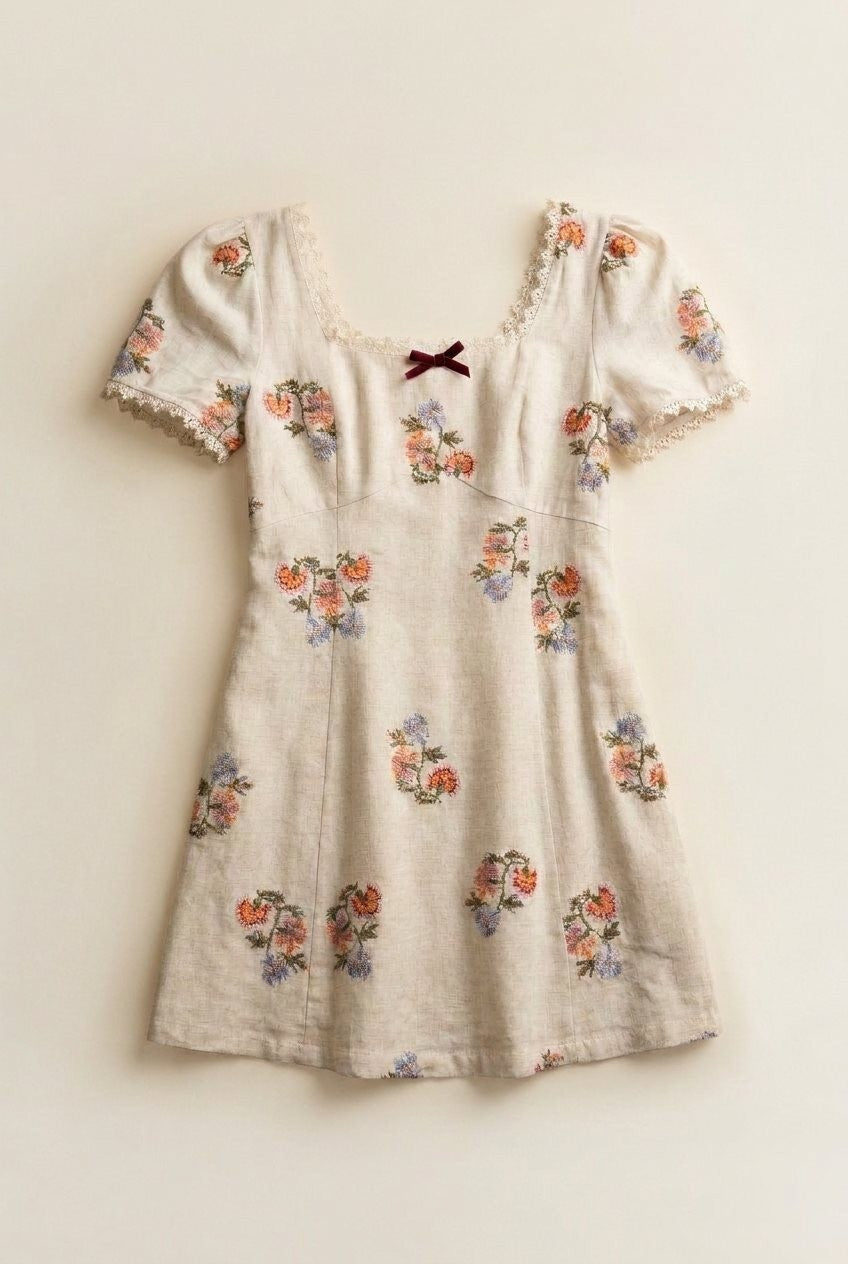 Heirloom Embroidered Mini Dress in Ivory - Women's Casual Dresses | Urban Daizy