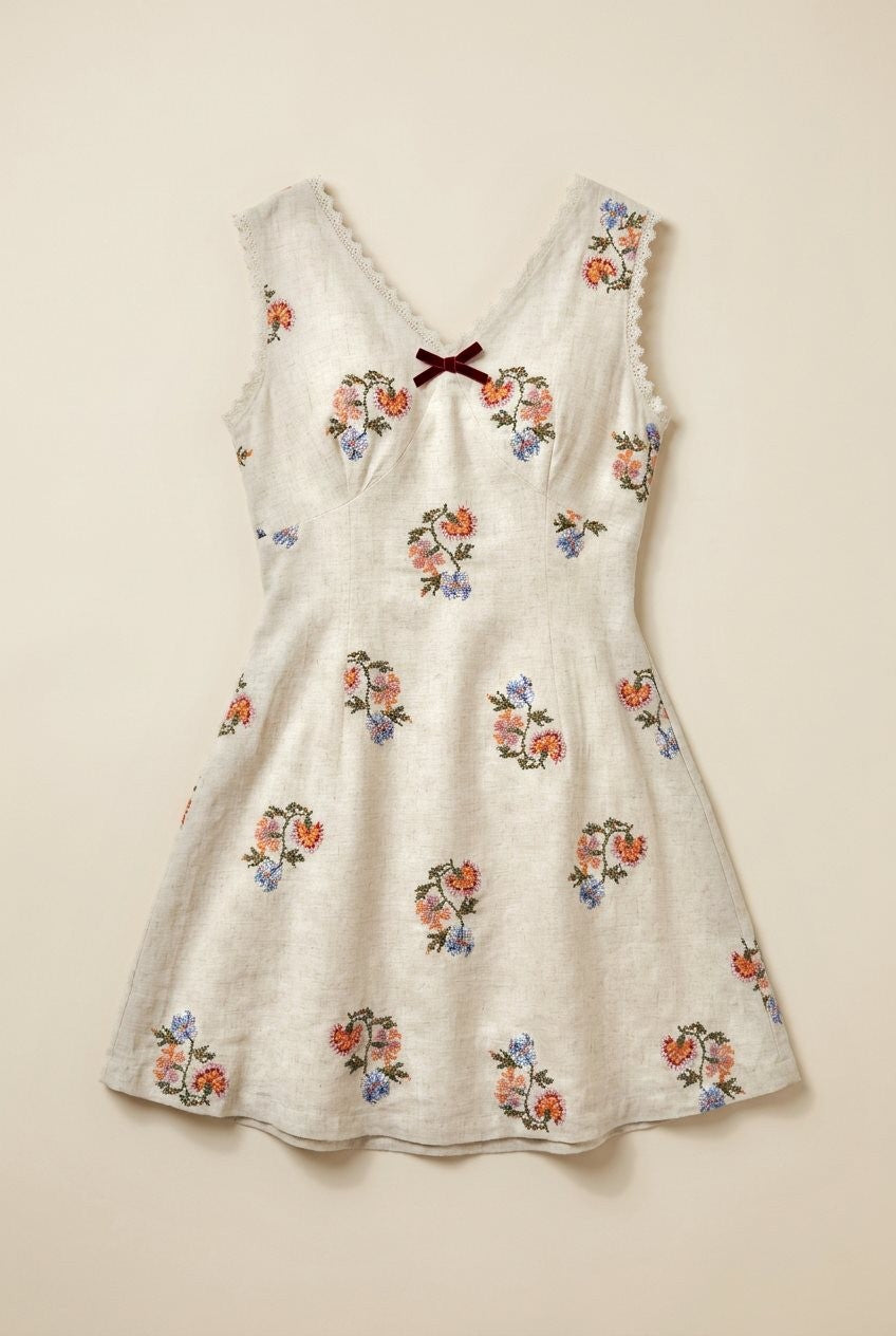 Wildflower Embroidered Mini Dress in Ivory - Women's Casual Dresses | Urban Daizy
