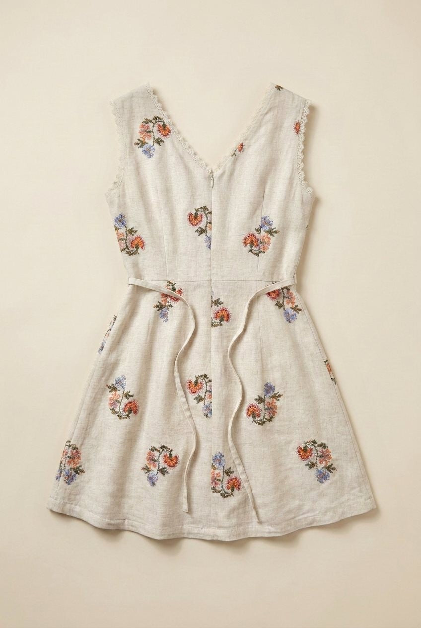 Wildflower Embroidered Mini Dress in Ivory - Women's Casual Dresses | Urban Daizy