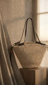 Woven Rope Tote Bag with Leather Handles in Tan - Women's Fashion | Urban Daizy