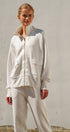 Scuba Knit Zip Up Track Bomber Jacket in White Melange - Women's Fashion | Urban Daizy