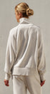 Scuba Knit Zip Up Track Bomber Jacket in White Melange - Women's Fashion | Urban Daizy