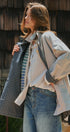 Gingham Lined Oversized Car Coat in Grey - Women's Jackets & Blazers | Urban Daizy