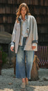 Gingham Lined Oversized Car Coat in Grey - Women's Jackets & Blazers | Urban Daizy