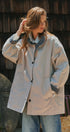 Gingham Lined Oversized Car Coat in Grey - Women's Jackets & Blazers | Urban Daizy