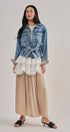 Belted Denim Jacket With Plaid Cuffs in Denim - Women's Jackets & Blazers | Urban Daizy