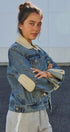 Vintage Wash Denim Jacket With Elbow Patches in Denim - Women's Fashion | Urban Daizy