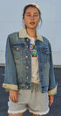 Vintage Wash Denim Jacket With Elbow Patches in Denim - Women's Fashion | Urban Daizy