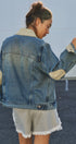 Vintage Wash Denim Jacket With Elbow Patches in Denim - Women's Fashion | Urban Daizy