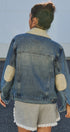 Vintage Wash Denim Jacket With Elbow Patches in Denim - Women's Fashion | Urban Daizy
