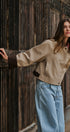 Faux Leather Jacket With Corduroy Collar in Khaki - Women's Jackets & Blazers | Urban Daizy