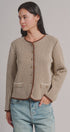 Vertical Stripe Knit Button Jacket with Gold Buttons in Ivory Brown - Women's Fashion | Urban Daizy