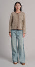 Vertical Stripe Knit Button Jacket with Gold Buttons in Ivory Brown - Women's Fashion | Urban Daizy