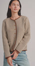 Vertical Stripe Knit Button Jacket with Gold Buttons in Ivory Brown - Women's Fashion | Urban Daizy