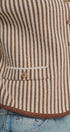 Vertical Stripe Knit Button Jacket with Gold Buttons in Ivory Brown - Women's Fashion | Urban Daizy