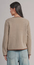 Vertical Stripe Knit Button Jacket with Gold Buttons in Ivory Brown - Women's Fashion | Urban Daizy