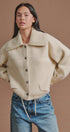 Sweater Knit Jacket with Detachable Collar in Ivory - Women's Fashion | Urban Daizy