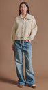 Sweater Knit Jacket with Detachable Collar in Ivory - Women's Fashion | Urban Daizy