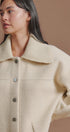Sweater Knit Jacket with Detachable Collar in Ivory - Women's Fashion | Urban Daizy