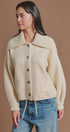 Sweater Knit Jacket with Detachable Collar in Ivory - Women's Fashion | Urban Daizy