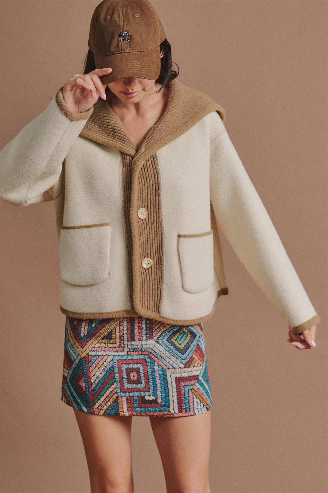 Reversible Wool Blend Shawl Collar Coat in Camel - Women's Jackets & Blazers | Urban Daizy
