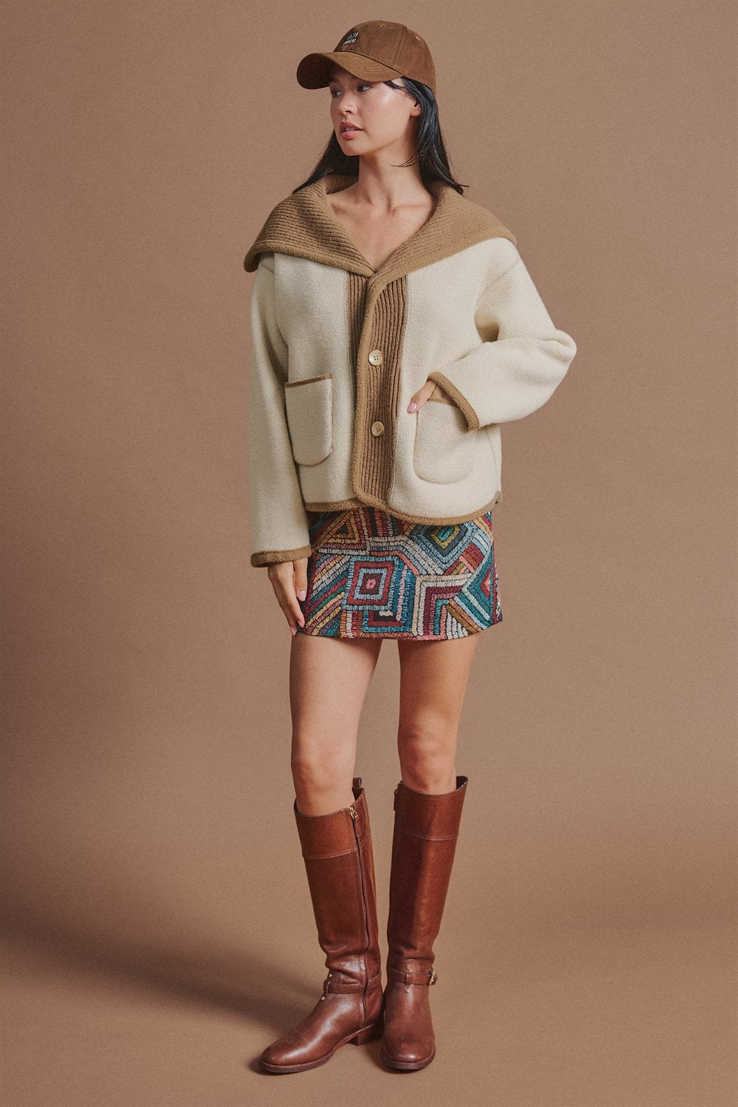 Reversible Wool Blend Shawl Collar Coat in Camel - Women's Jackets & Blazers | Urban Daizy