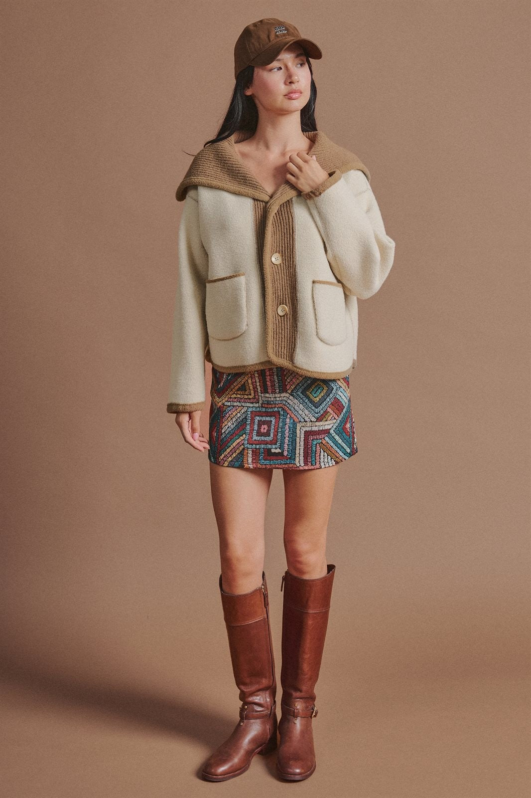 Reversible Wool Blend Shawl Collar Coat in Camel - Women's Jackets & Blazers | Urban Daizy