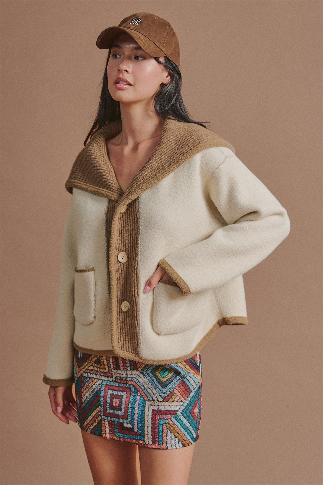 Reversible Wool Blend Shawl Collar Coat in Camel - Women's Jackets & Blazers | Urban Daizy