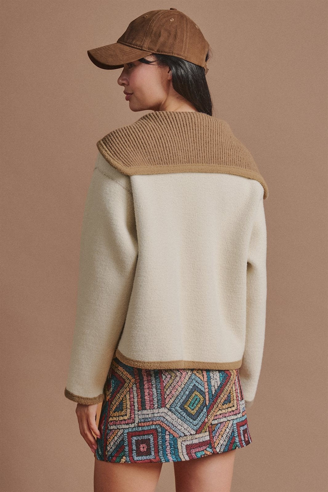 Reversible Wool Blend Shawl Collar Coat in Camel - Women's Jackets & Blazers | Urban Daizy
