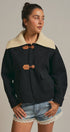 Toggle Front Knit Jacket With Contrast Collar in Black - Women's Fashion | Urban Daizy