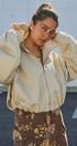 Lace-Lined Hooded Cotton Zip Jacket in Khaki - Women's Fashion | Urban Daizy