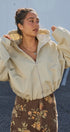 Lace-Lined Hooded Cotton Zip Jacket in Khaki - Women's Fashion | Urban Daizy