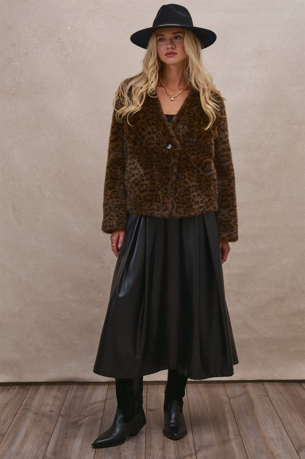 Oversized Leopard Print Faux Fur Jacket in Brown - Women's Jackets & Blazers | Urban Daizy